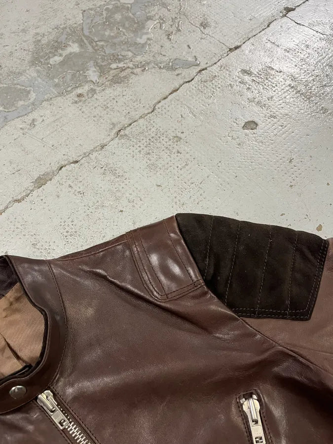 AW2011 Acne Padded Multi-Zips Biker Brown Leather Jacket bKVRScj 4