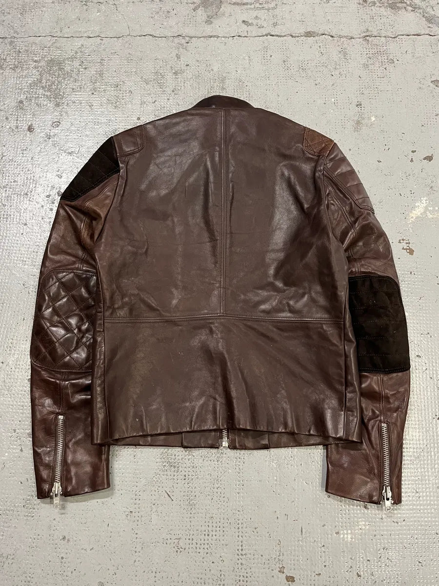 AW2011 Acne Padded Multi-Zips Biker Brown Leather Jacket bKVRScj 6