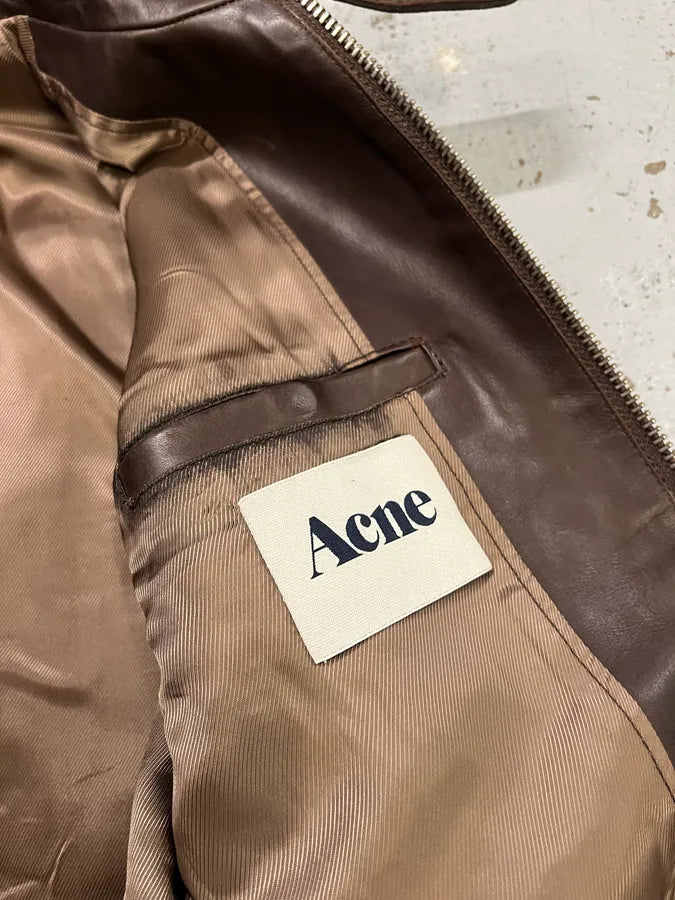 AW2011 Acne Padded Multi-Zips Biker Brown Leather Jacket bKVRScj 8