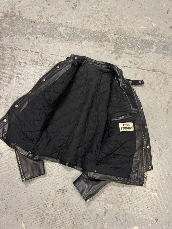 AW2011 Acne Studios Padded Multi Zips Biker Calf Leather Jacket kRELSDF 5