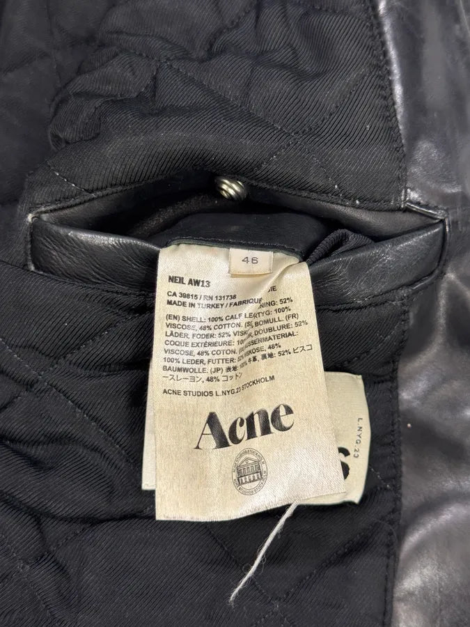 AW2013 Acne Studios Padded Multi Zips Biker Calf Leather Jacket kRELSDF 9