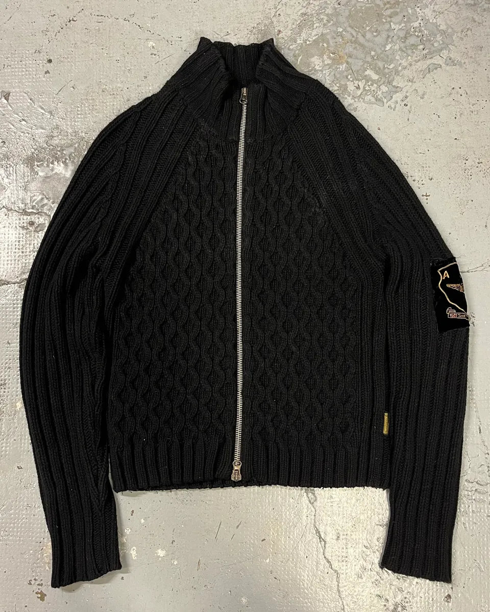AW2011 Armani Black Wool Zip-up Sweater TMYbRSB 0