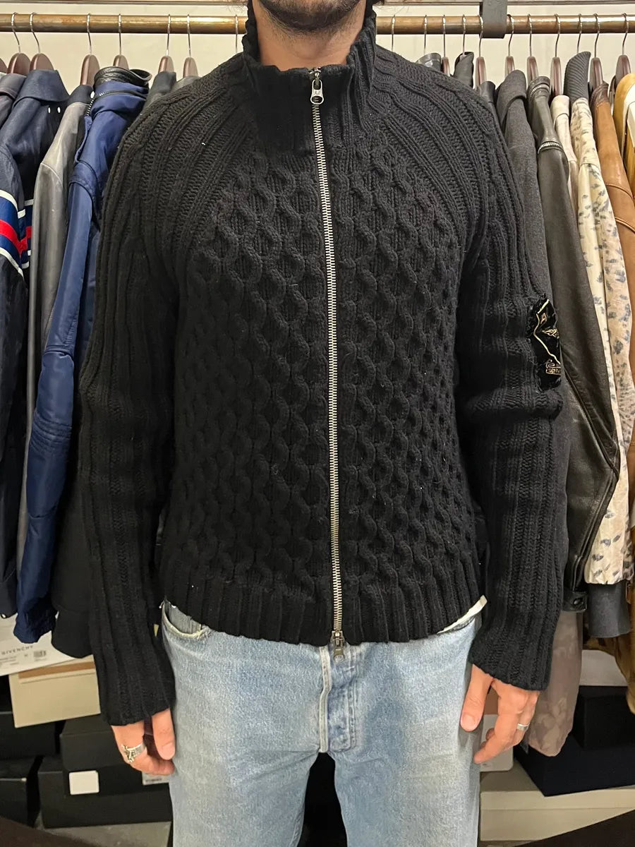 AW2011 Armani Black Wool Zip-up Sweater TMYbRSB 1