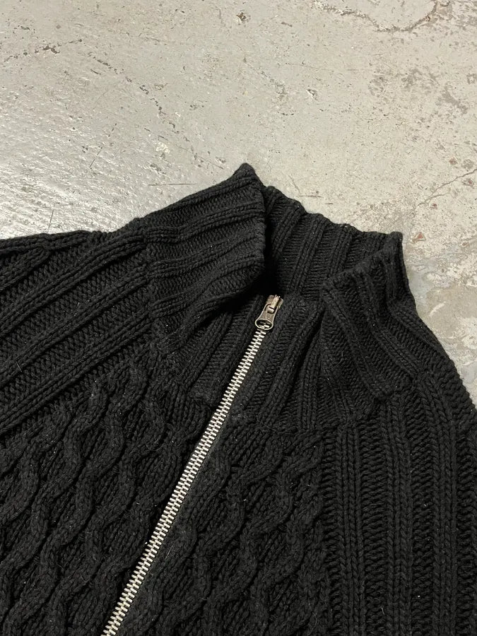 AW2011 Armani Black Wool Zip-up Sweater TMYbRSB 4