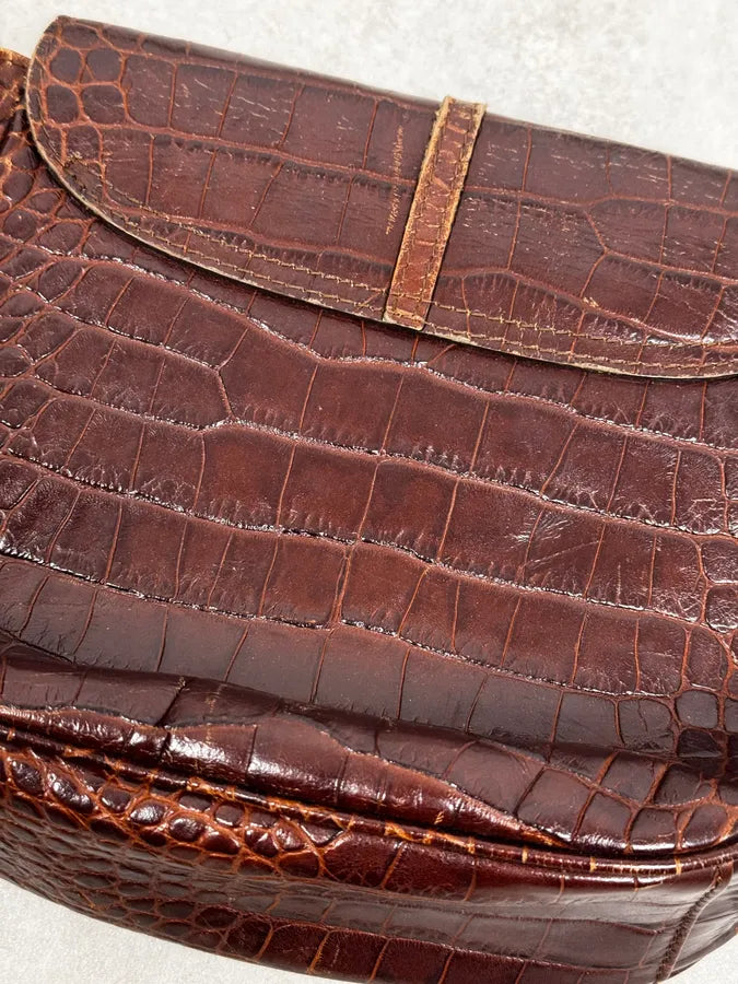 AW2011 Armani Brown Crocodile Effect Leather Shoulder Bag mAPUnnJ 8