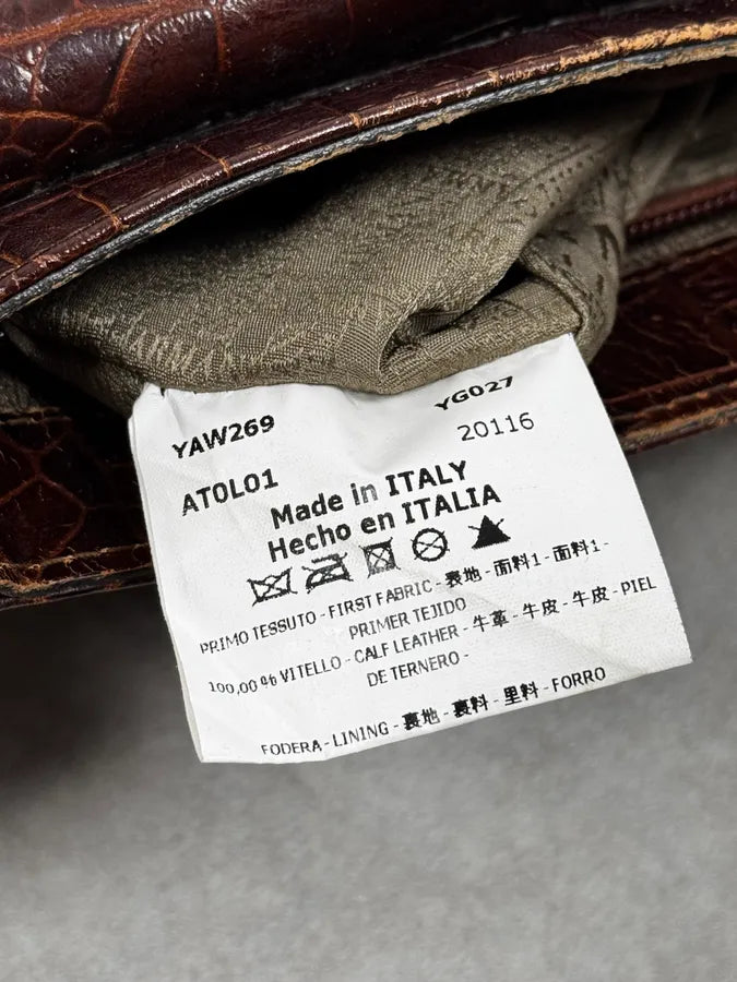 AW2011 Armani Brown Crocodile Effect Leather Shoulder Bag mAPUnnJ 12