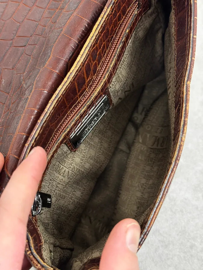 AW2011 Armani Brown Crocodile Effect Leather Shoulder Bag mAPUnnJ 10