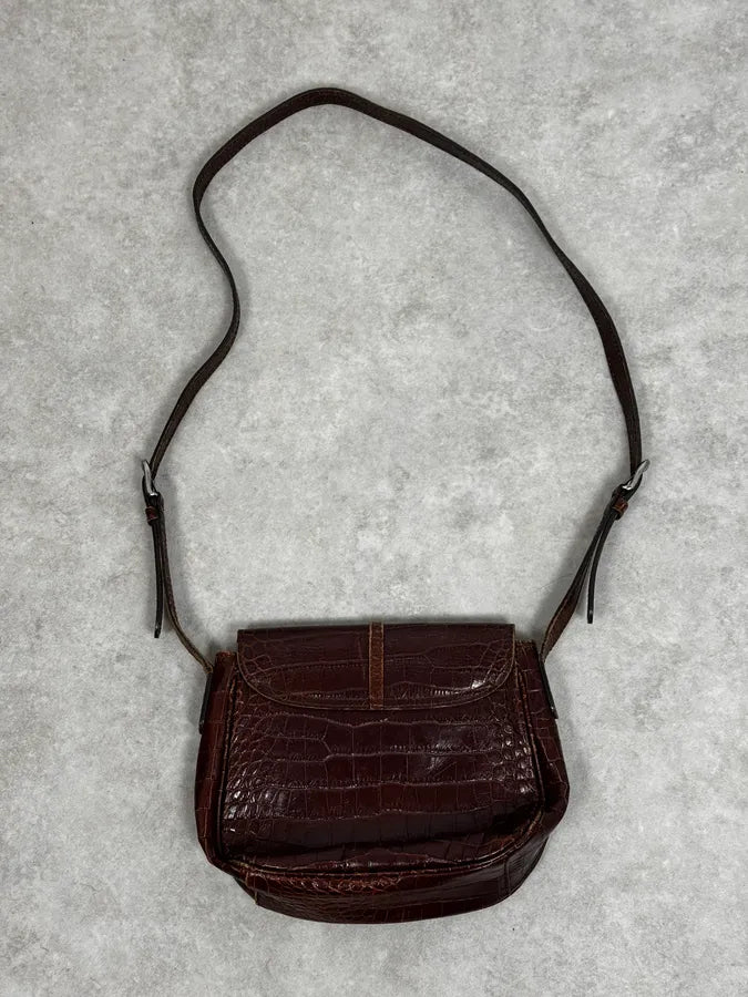 AW2011 Armani Brown Crocodile Effect Leather Shoulder Bag mAPUnnJ 3
