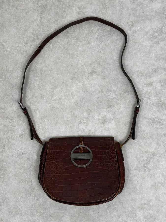 AW2011 Armani Brown Crocodile Effect Leather Shoulder Bag mAPUnnJ 0