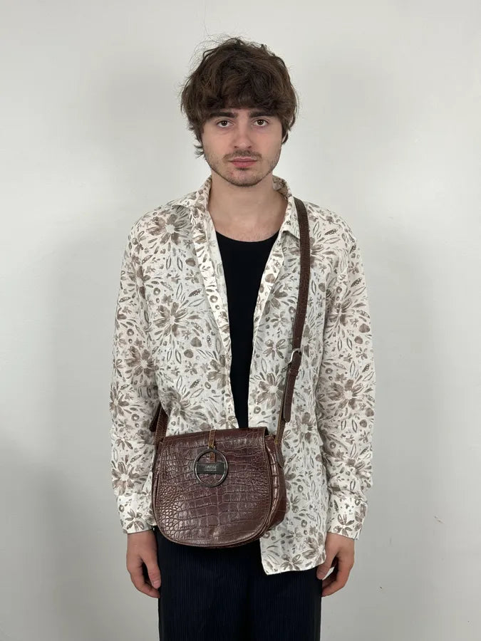 AW2011 Armani Brown Crocodile Effect Leather Shoulder Bag mAPUnnJ 2