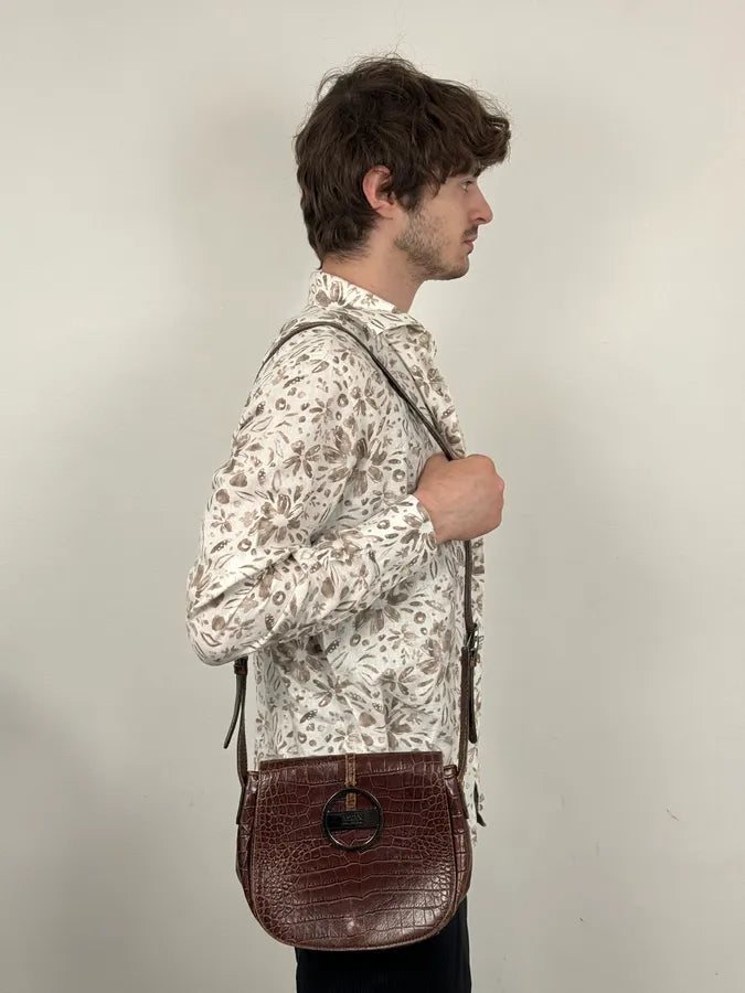 AW2011 Armani Brown Crocodile Effect Leather Shoulder Bag mAPUnnJ 1