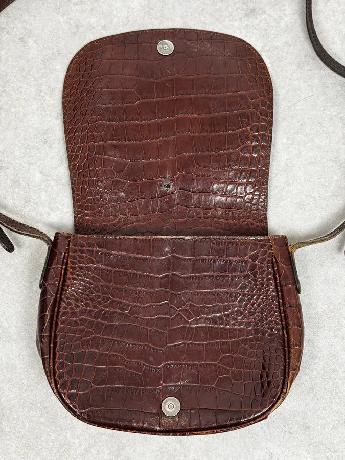 AW2011 Armani Brown Crocodile Effect Leather Shoulder Bag mAPUnnJ 6