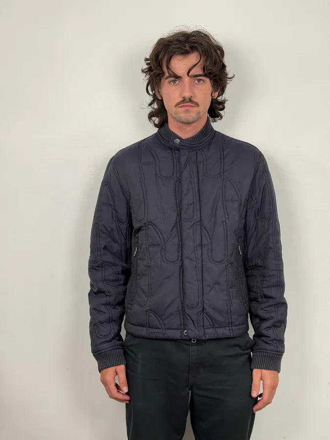 AW2011 Armani Navy AJ Embossed Propaganda Bomber Jacket WgqInzv 1