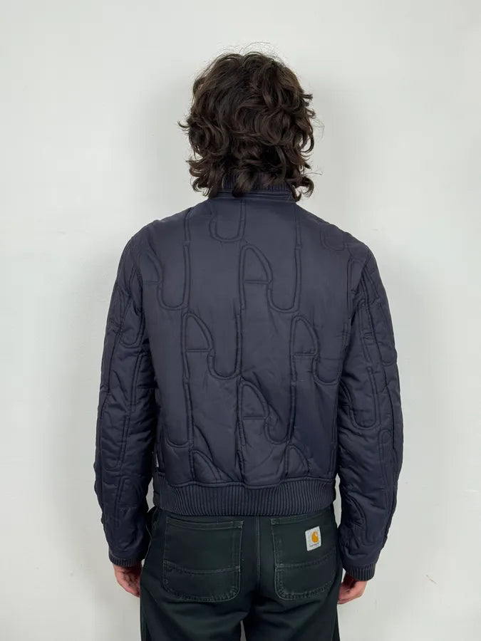 AW2011 Armani Navy AJ Embossed Propaganda Bomber Jacket WgqInzv 2