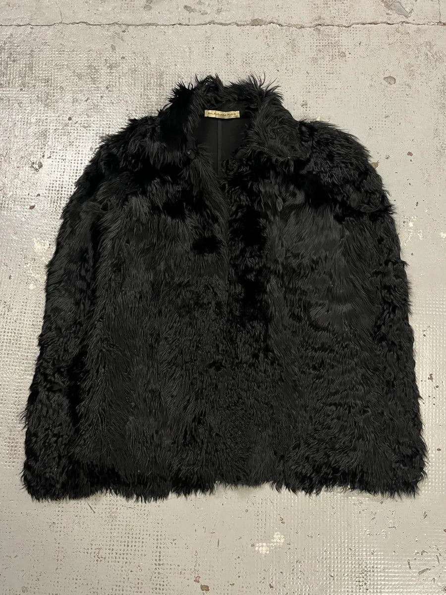AW2011 Balenciaga Fur Black Wool Jacket fUYERuU 0