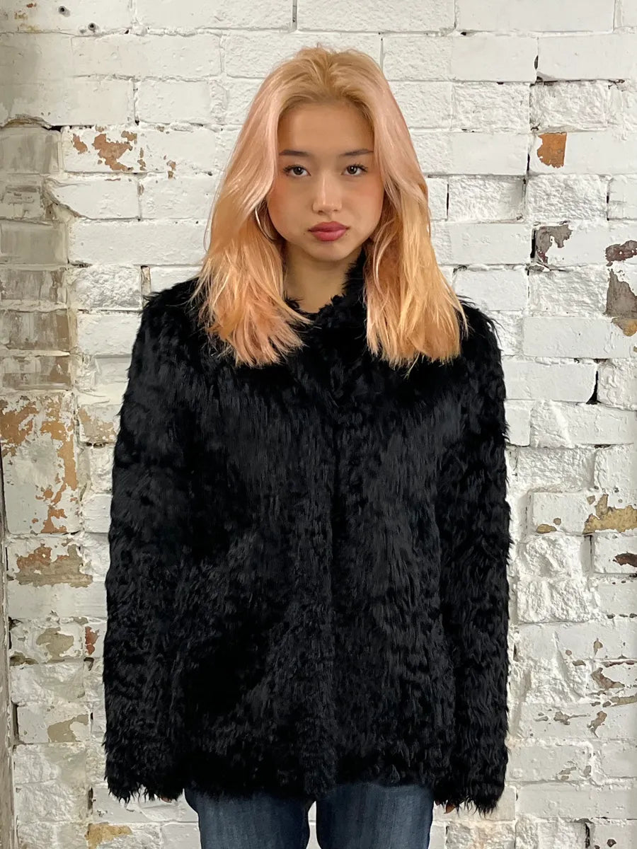 AW2011 Balenciaga Fur Black Wool Jacket fUYERuU 1