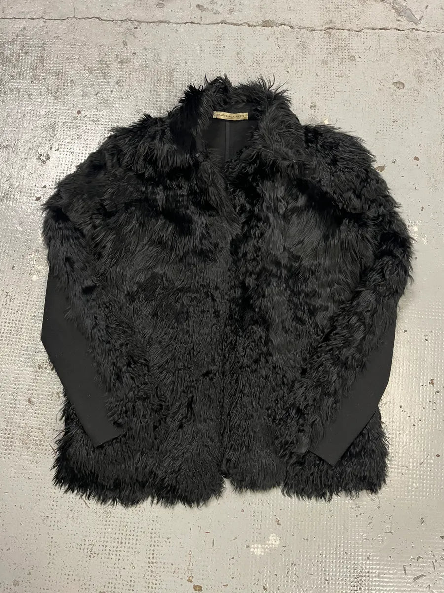 AW2011 Balenciaga Fur Black Wool Jacket fUYERuU 3