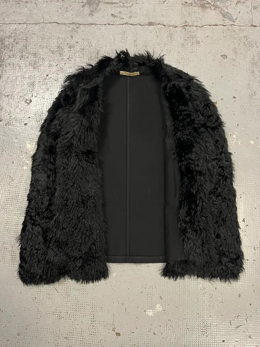 AW2011 Balenciaga Fur Black Wool Jacket fUYERuU 7