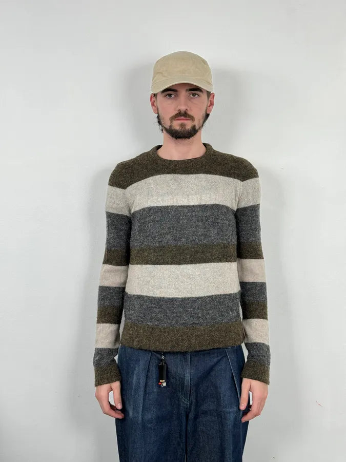 AW2011 Balenciaga Grey Striped Wool Sweater EPnrqce 1