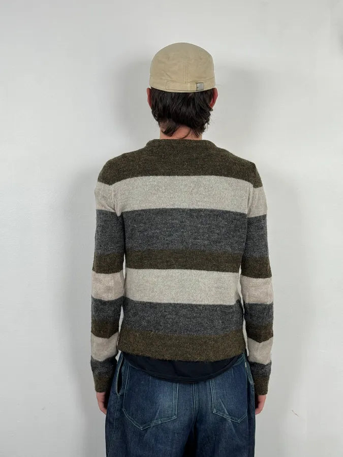 AW2011 Balenciaga Grey Striped Wool Sweater EPnrqce 2