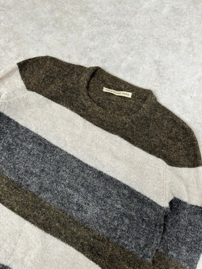 AW2011 Balenciaga Grey Striped Wool Sweater EPnrqce 4