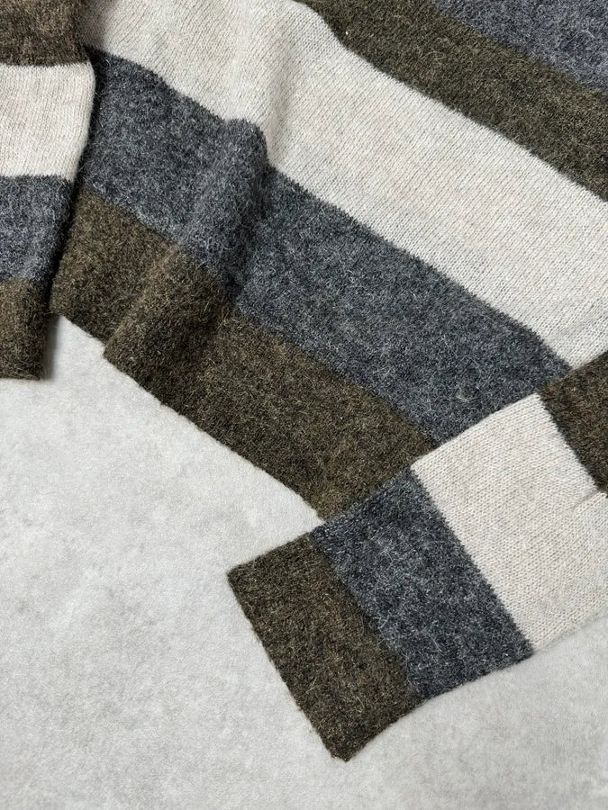 AW2011 Balenciaga Grey Striped Wool Sweater EPnrqce 5