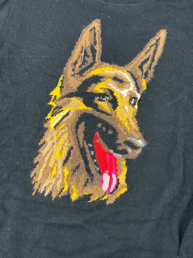 AW2011 Balenciaga Sheperd Dog Intarsia Black Wool Sweater PlDuspr 2