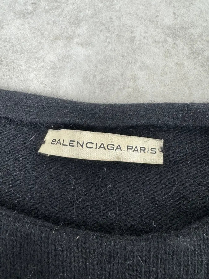 AW2011 Balenciaga Sheperd Dog Intarsia Black Wool Sweater PlDuspr 5