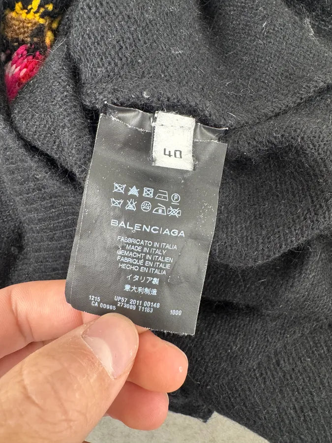 AW2011 Balenciaga Sheperd Dog Intarsia Black Wool Sweater PlDuspr 6