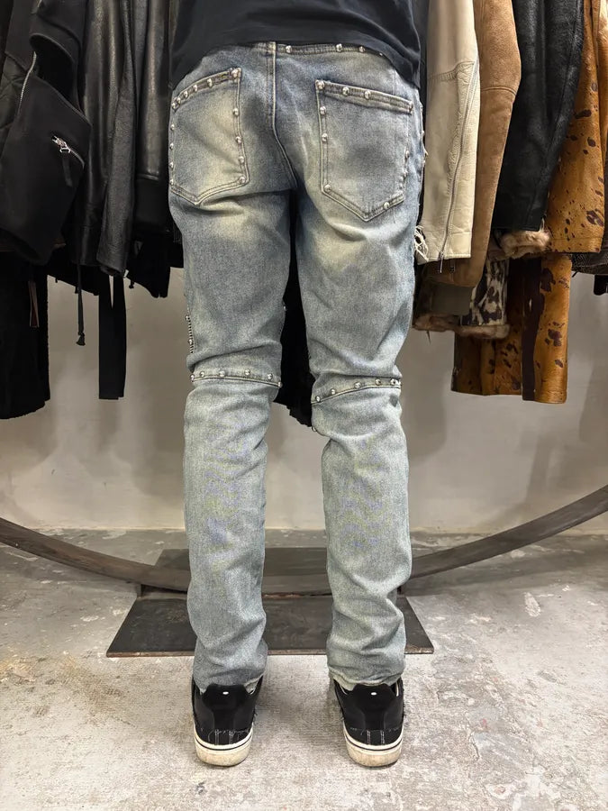 AW2011 Balmain Blue Studded Denim Jeans (S/M) BkdhVaB 3