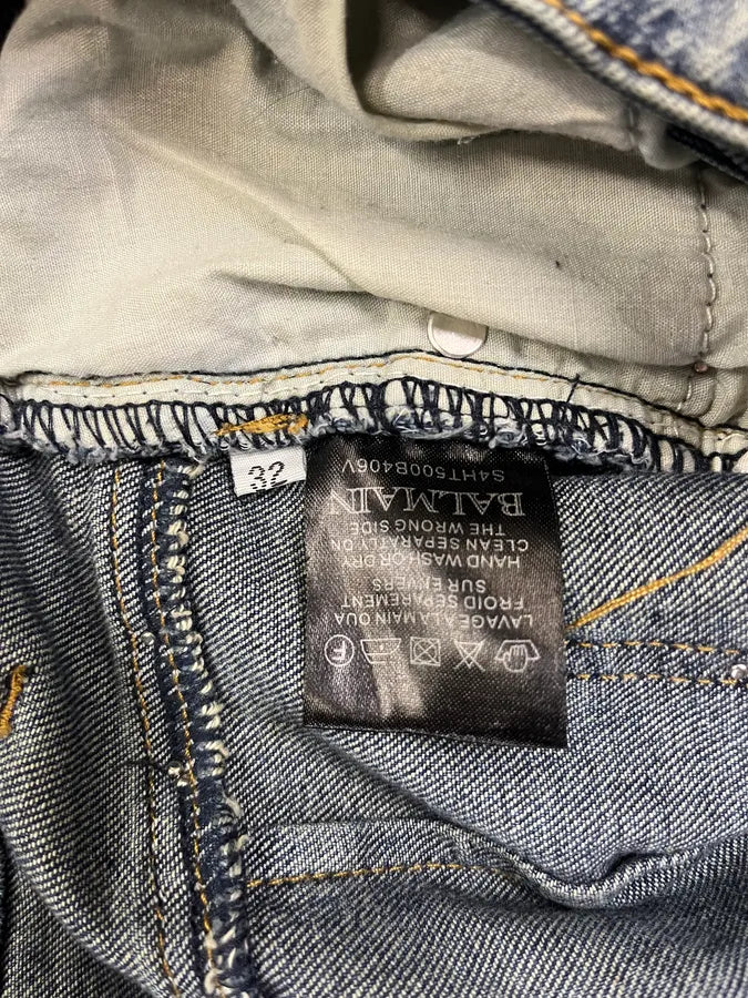 AW2011 Balmain Blue Studded Denim Jeans (S/M) BkdhVaB 8