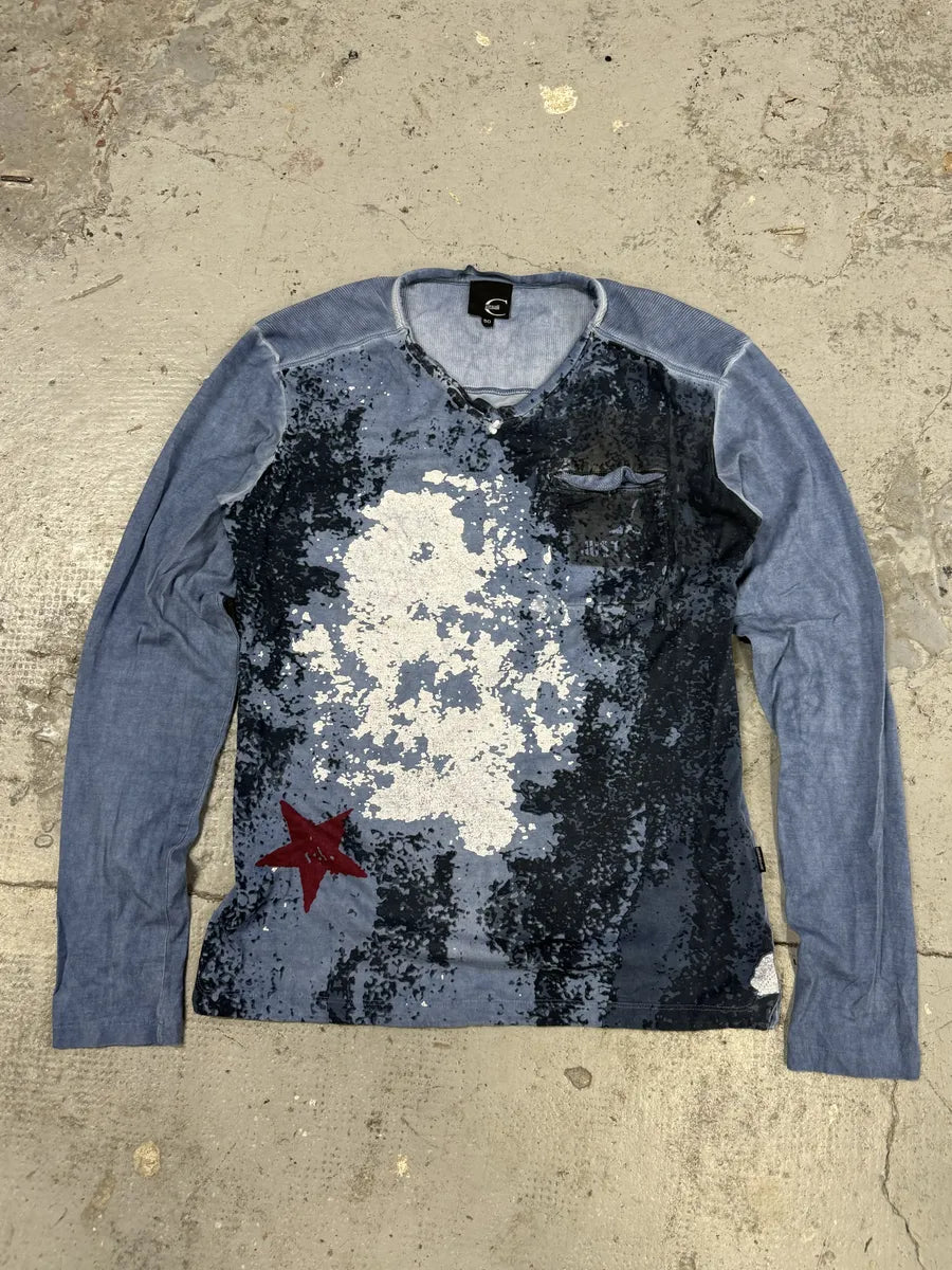 AW2011 Cavalli Blue Military Abstract Longsleeves OiteGzu 0