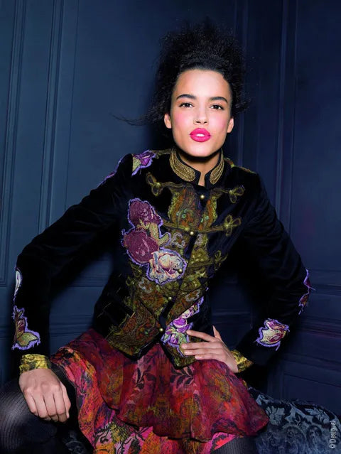 AW2011 Desigual by Christian Lacroix Black Velvet Embroidered Floral Jacket WGsZkgS 1