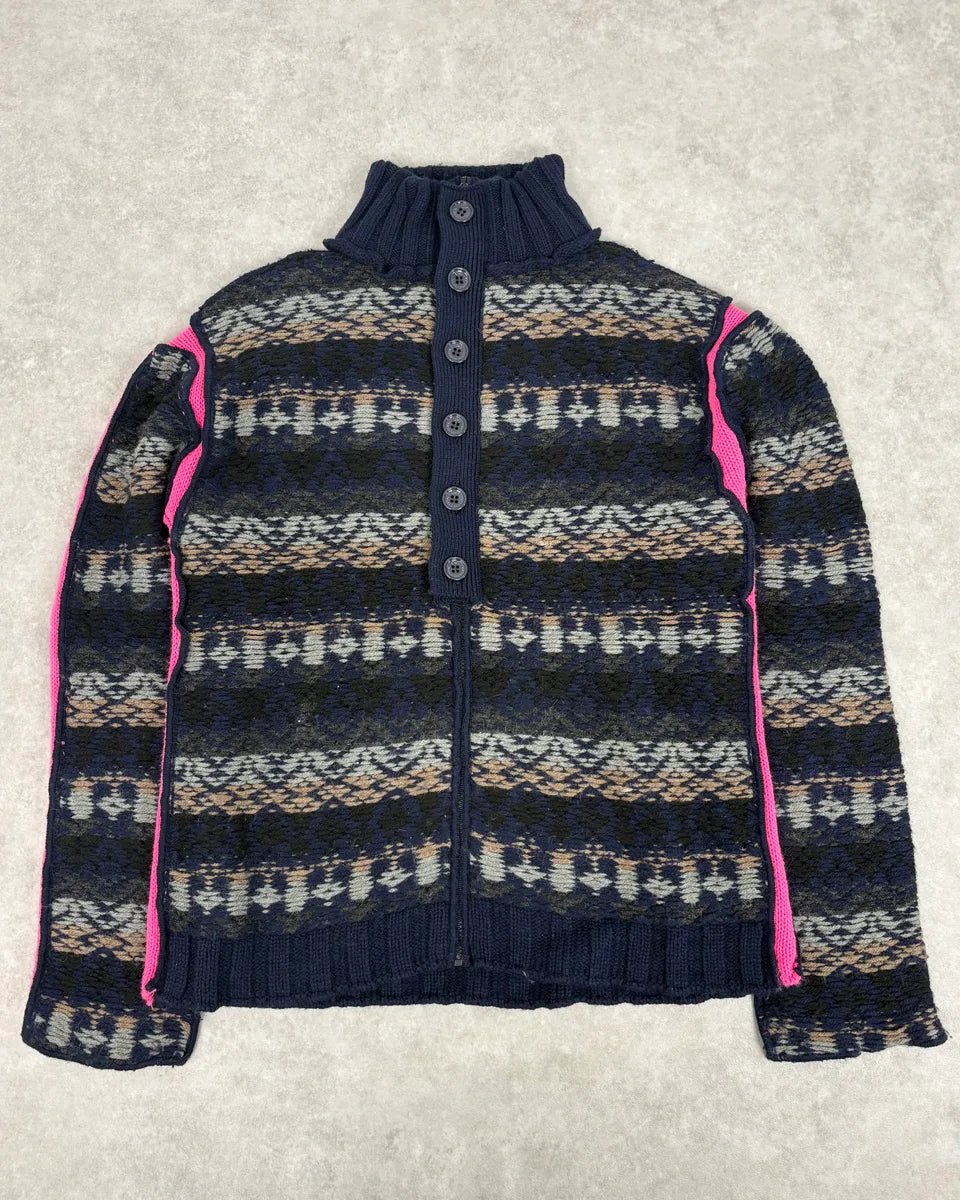 AW2006 Dolce & Gabbana Blue & Pink Buttoned Wool Sweater OHOGazZ 0