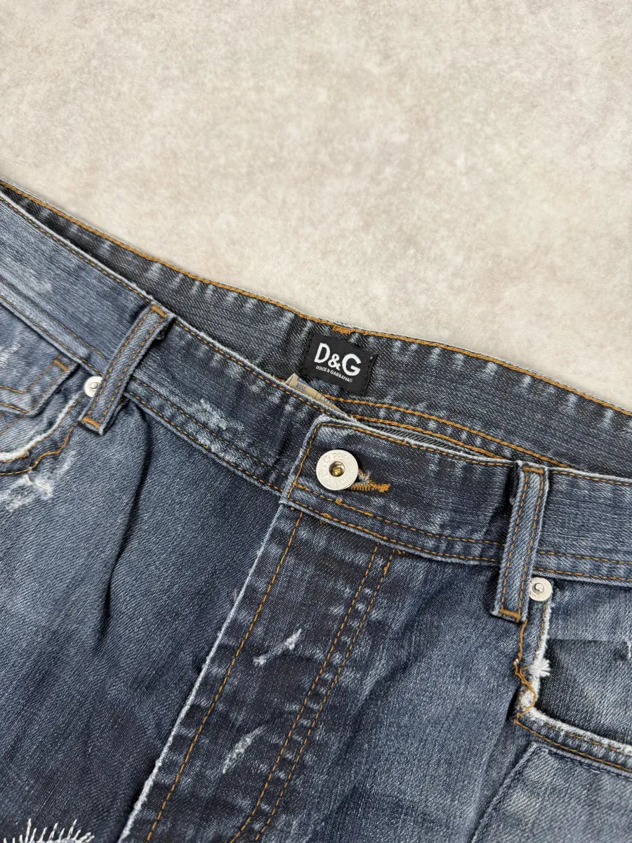 AW2011 Dolce & Gabbana Blue Deconstructed Gradient Cargo Denim Jeans IxgaMie 9