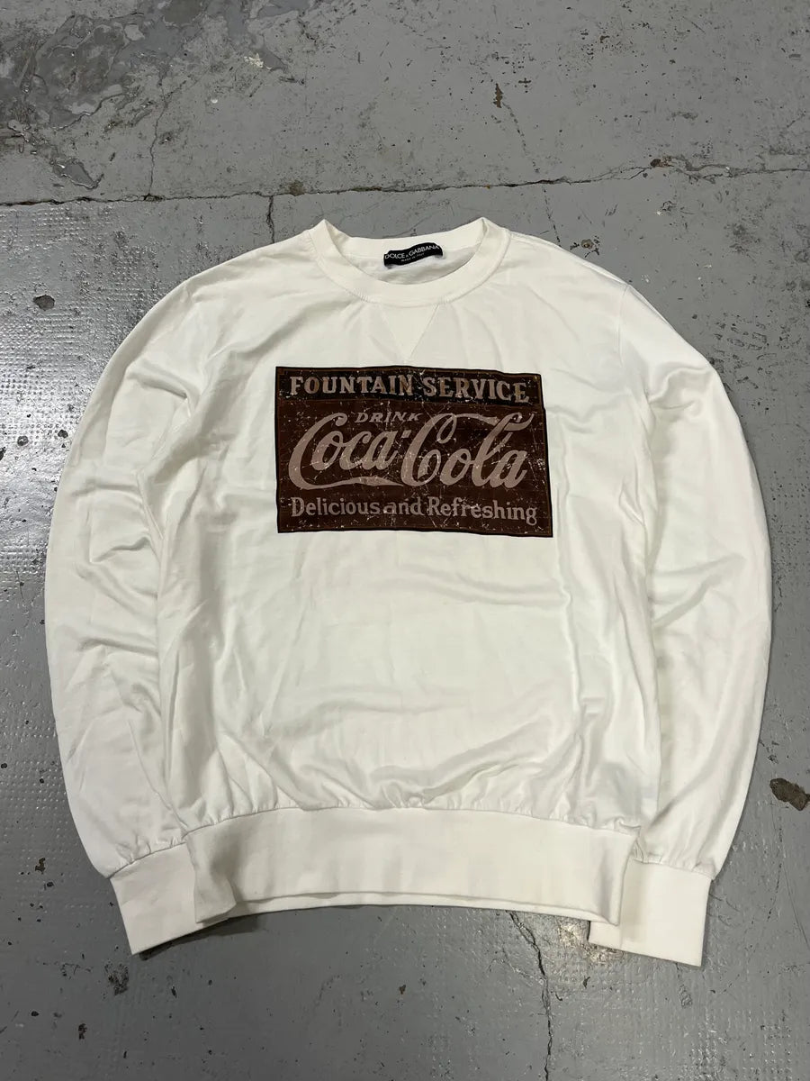 AW2011 Dolce & Gabbana Coca-Cola Foutain Service White Sweatshirt ywUlJwu 2