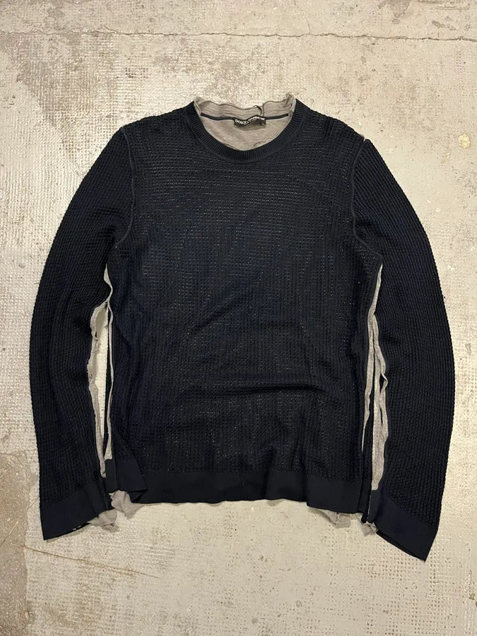 AW2011 Dolce & Gabbana Layered Navy Perfored Sweater MovAarl 0