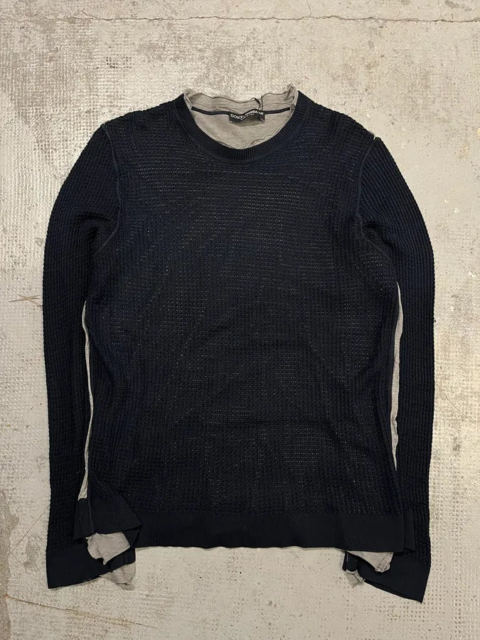 AW2011 Dolce & Gabbana Layered Navy Perfored Sweater MovAarl 3