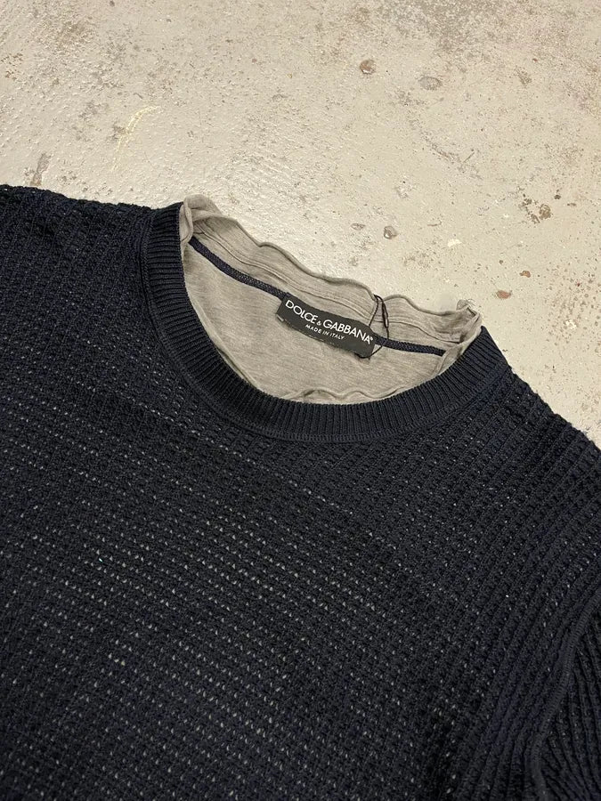 AW2011 Dolce & Gabbana Layered Navy Perfored Sweater MovAarl 4