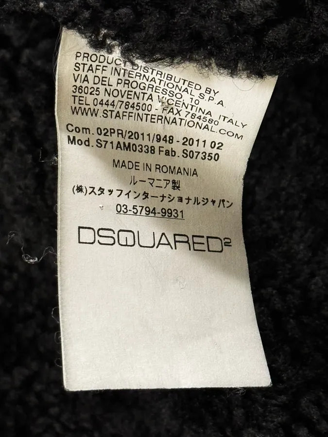 AW2011 Dsquared2 Black Leather Shearling Collar Bomber Jacket PiGaGVC 15