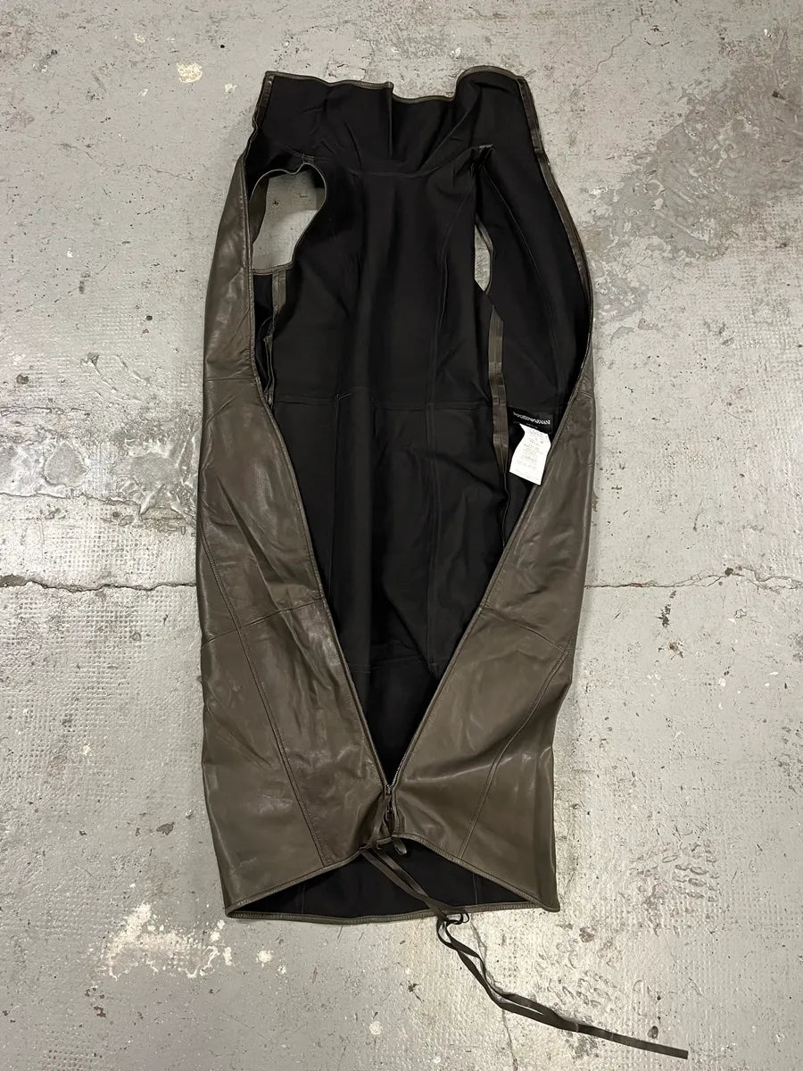 AW2011 Emporio Armani Avant-Garde Sleeveless Grey Leather Dress crZvwLc 8