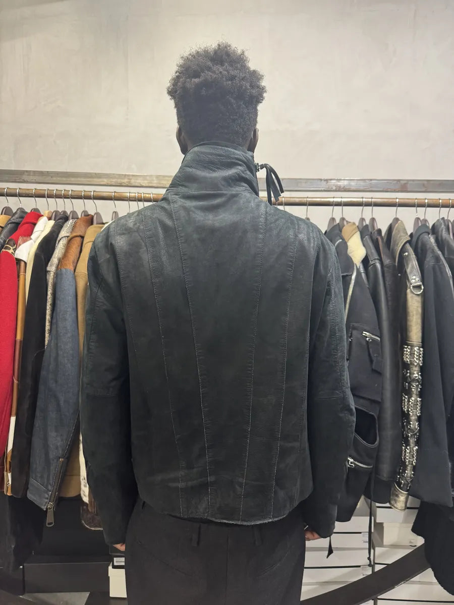 AW2011 Emporio Armani Black Asymmetrical Samurai Leather Jacket sLbQPYE 3