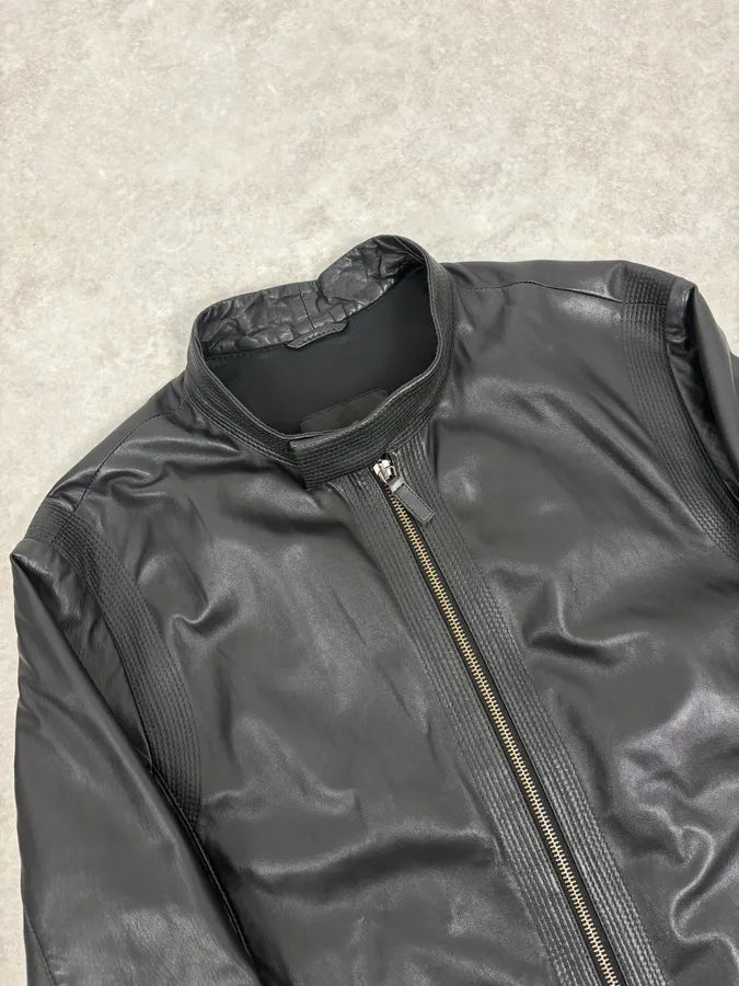 AW2011 Emporio Armani Black Leather Jacket IGHLqxo 4
