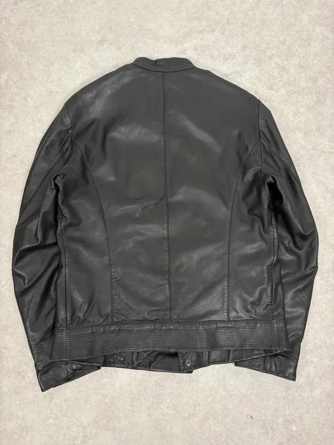 AW2011 Emporio Armani Black Leather Jacket IGHLqxo 5