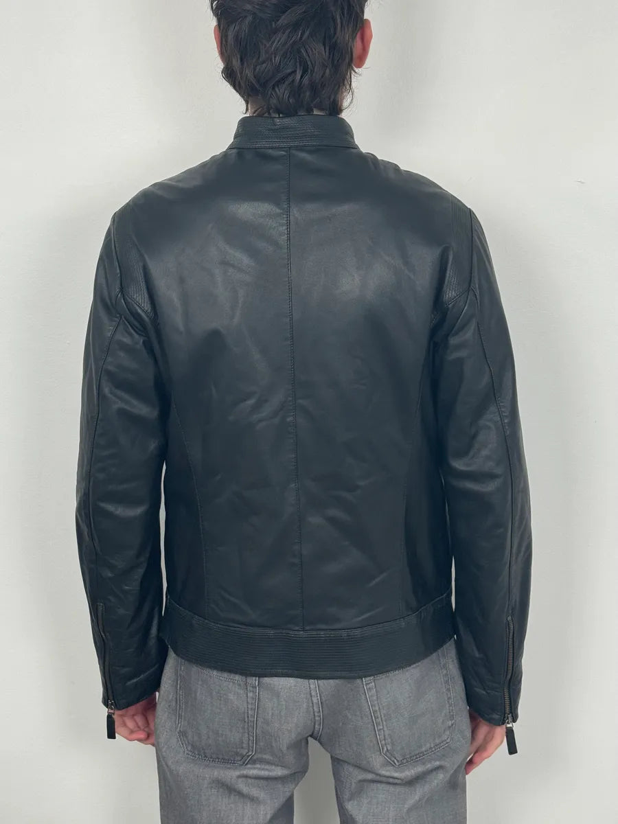 AW2011 Emporio Armani Black Leather Jacket IGHLqxo 2