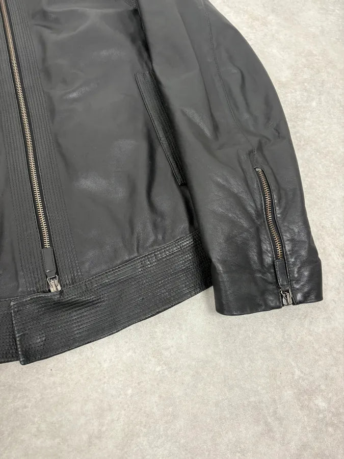 AW2011 Emporio Armani Black Leather Jacket IGHLqxo 7