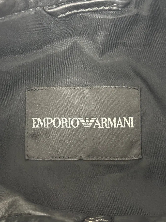 AW2011 Emporio Armani Black Leather Jacket IGHLqxo 9
