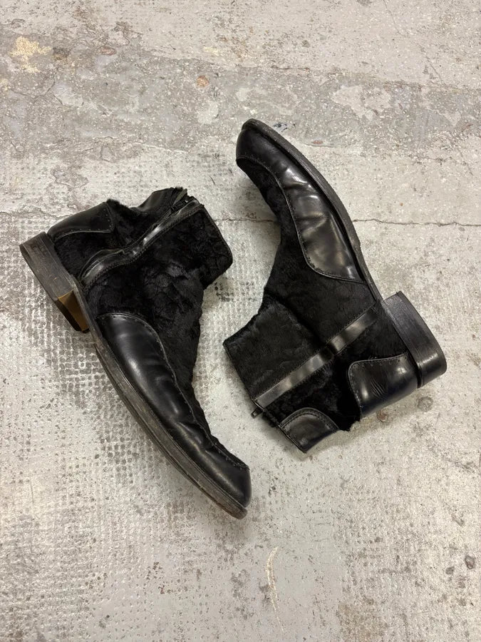 AW2011 Emporio Armani Black Pony Hair Leather Boots pfBorgj 5