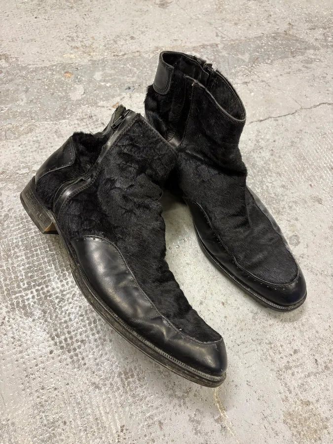 AW2011 Emporio Armani Black Pony Hair Leather Boots pfBorgj 4