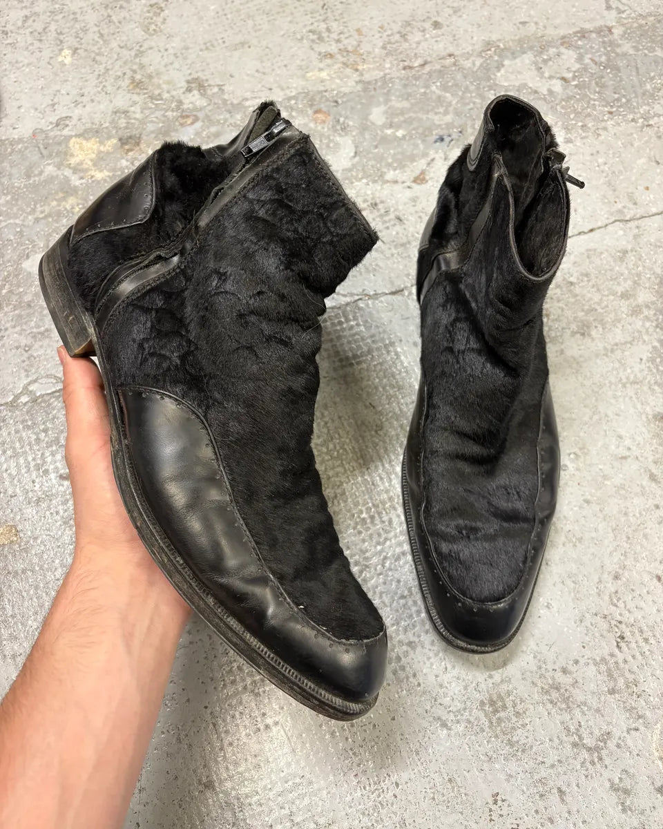 AW2011 Emporio Armani Black Pony Hair Leather Boots pfBorgj 0